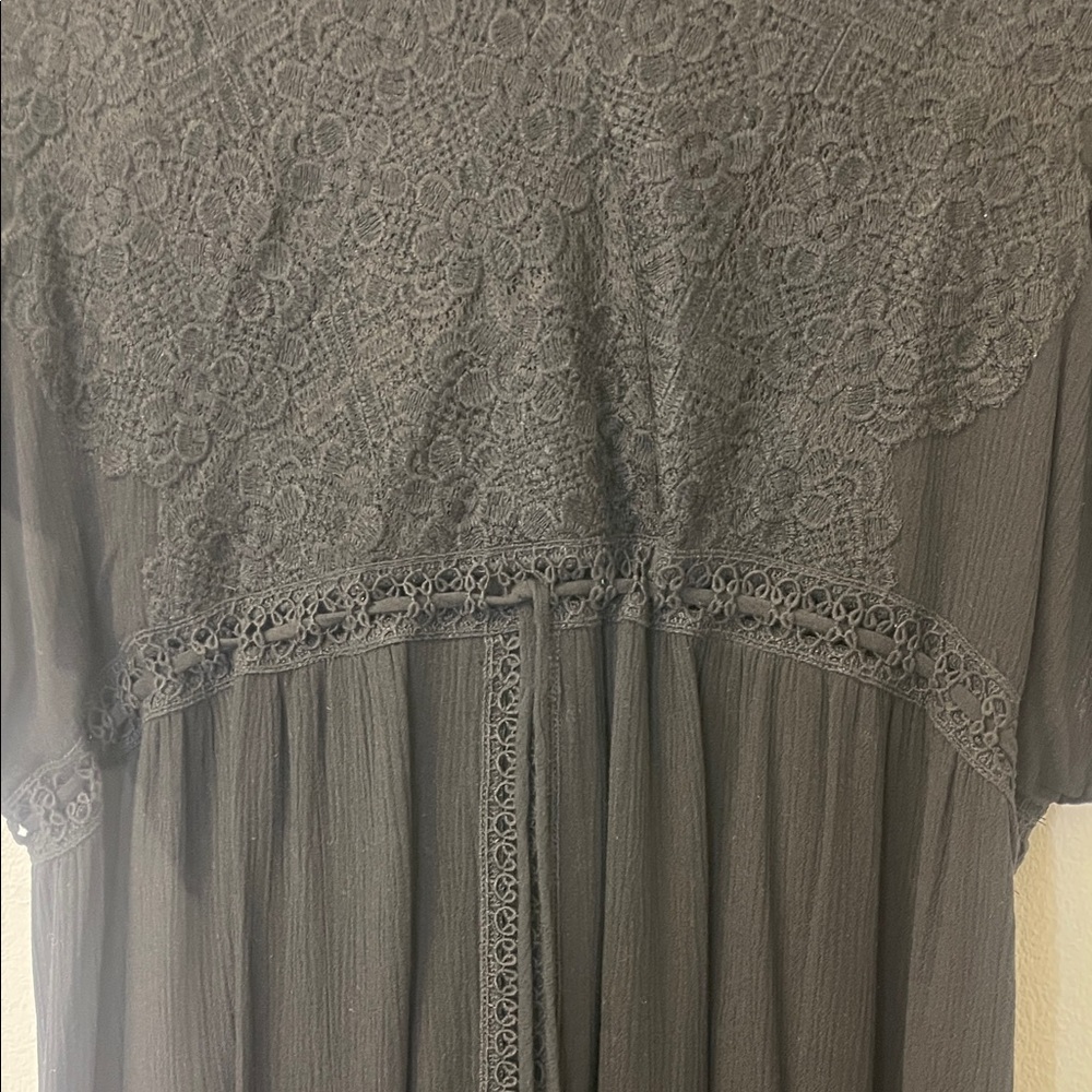 Hale Bob Black Lace Adjustable Tie Empire Dress Large PTP 20”-22” Length 40”EUC - Picture 7 of 12